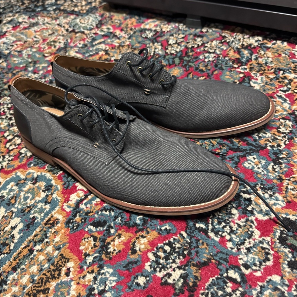 Seven 91 Ademaro Men’s Oxford Lace Up Blue Grey Canvas Jean Size 10.5